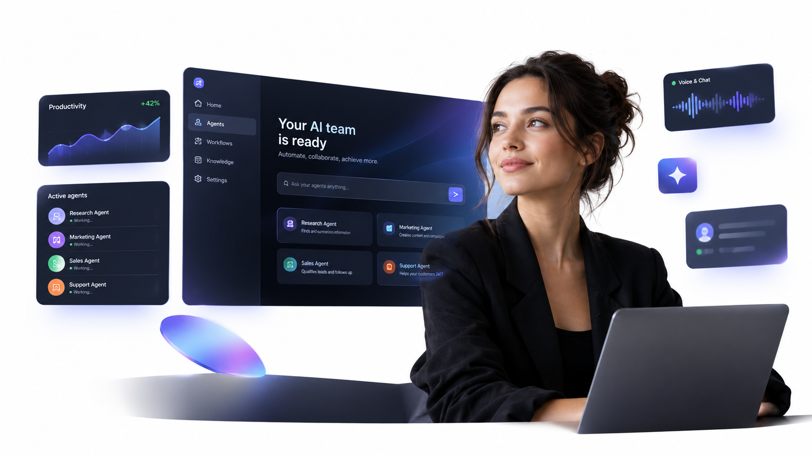 Console Syntra AI avec un agent en cours d'exécution